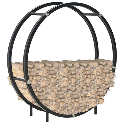 Firewood Rack Black 70x20x70 cm Steel - OLBRIT