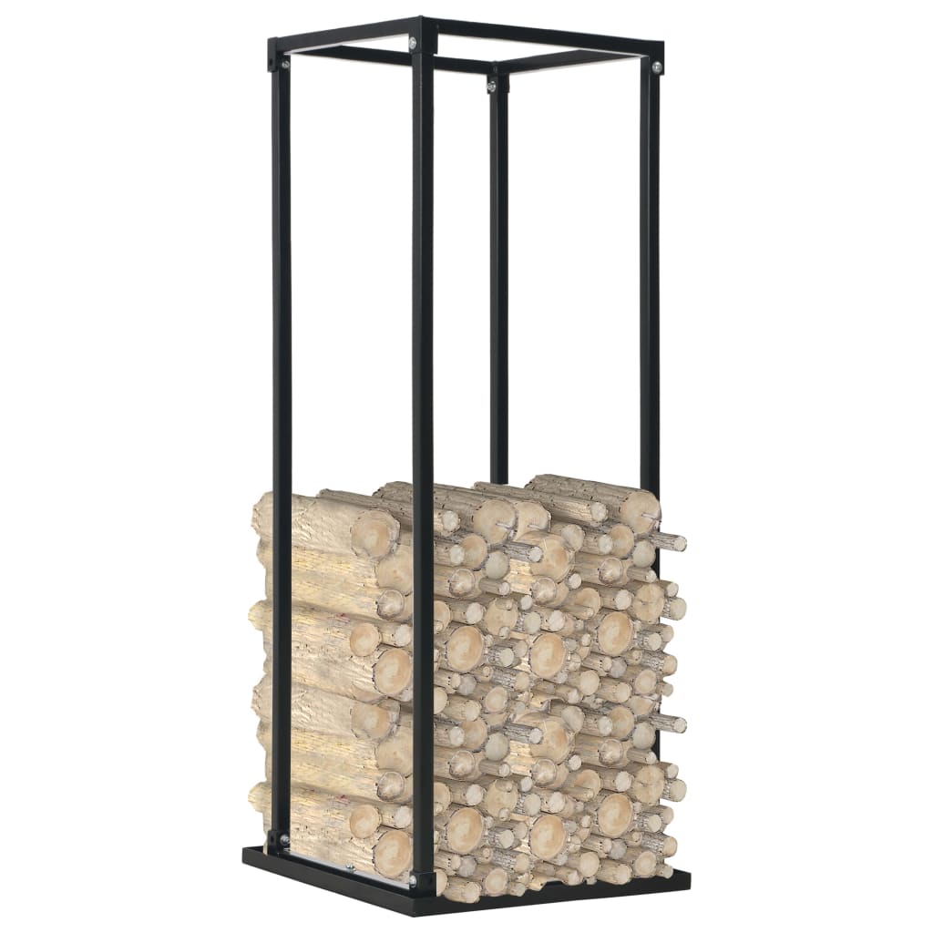 Firewood Rack with Base Black 37x37x113 cm Steel - OLBRIT