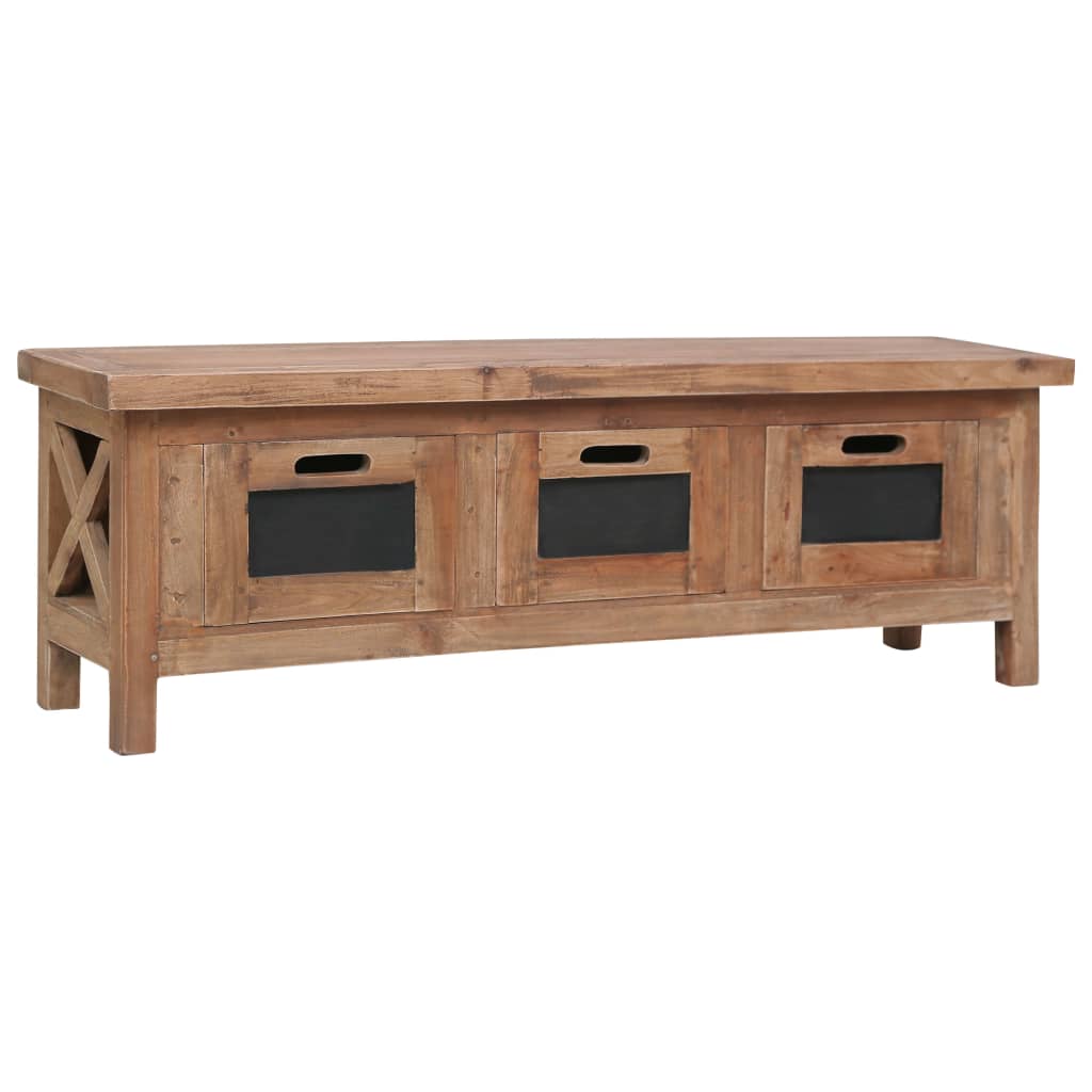 TV Cabinet with 3 Drawers 120x30x40 cm Solid Mahogany Wood - OLBRIT
