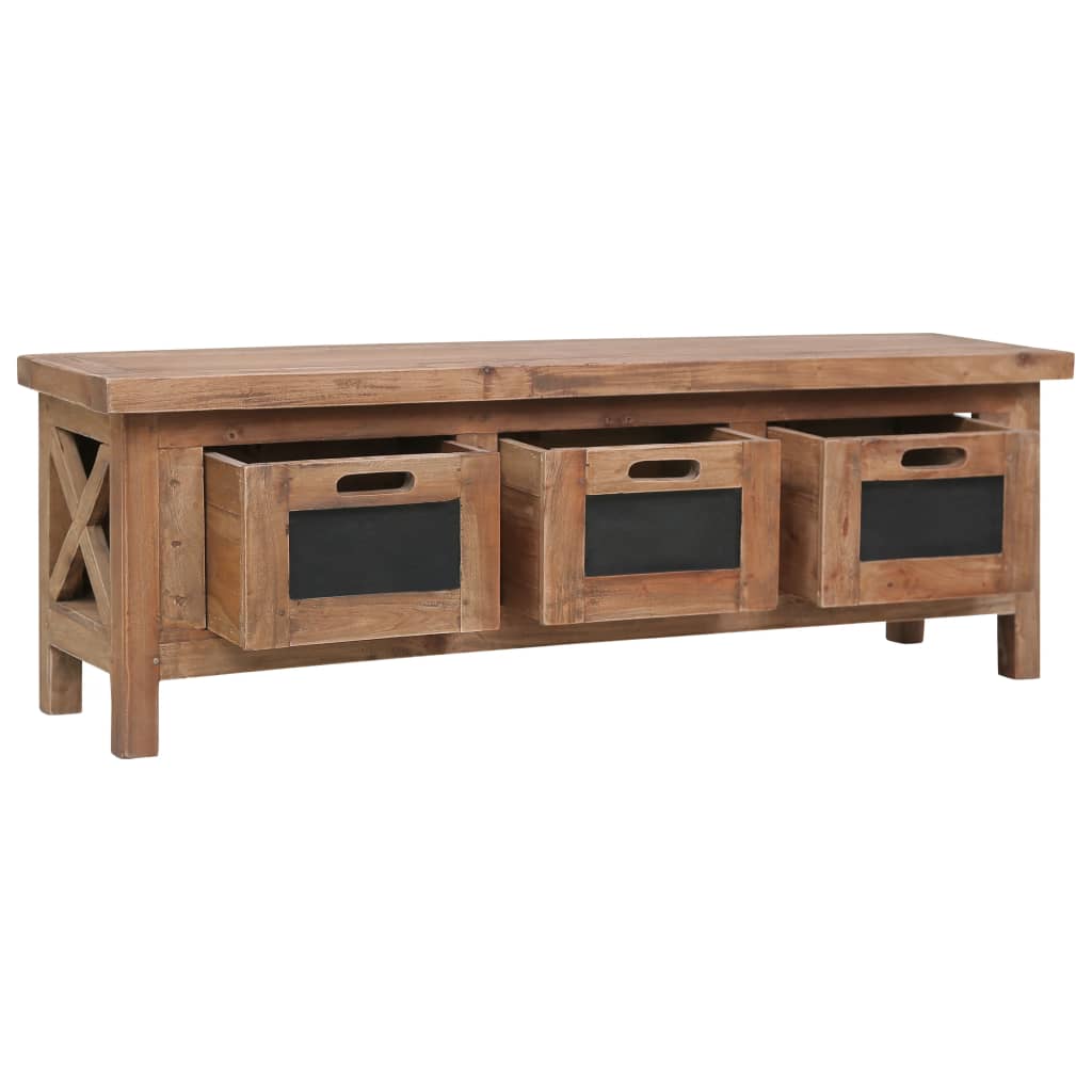 TV Cabinet with 3 Drawers 120x30x40 cm Solid Mahogany Wood - OLBRIT