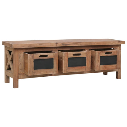 TV Cabinet with 3 Drawers 120x30x40 cm Solid Mahogany Wood - OLBRIT