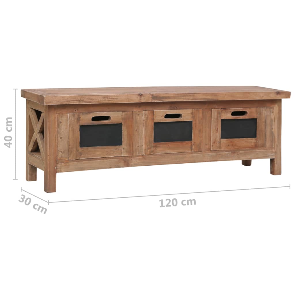 TV Cabinet with 3 Drawers 120x30x40 cm Solid Mahogany Wood - OLBRIT