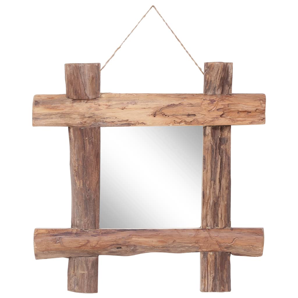 Log Mirror Natural 50x50 cm Solid Reclaimed Wood - OLBRIT