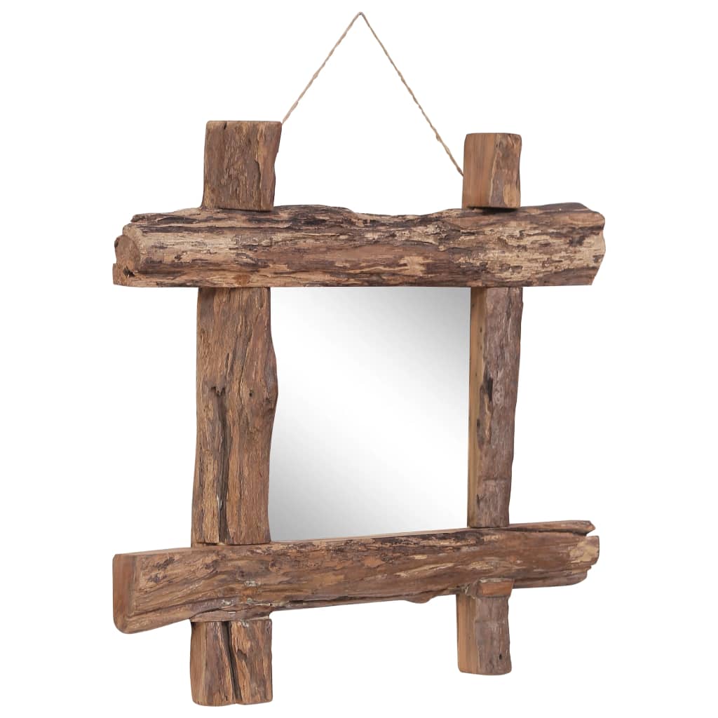 Log Mirror Natural 50x50 cm Solid Reclaimed Wood - OLBRIT