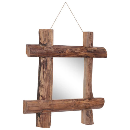 Log Mirror Natural 50x50 cm Solid Reclaimed Wood - OLBRIT