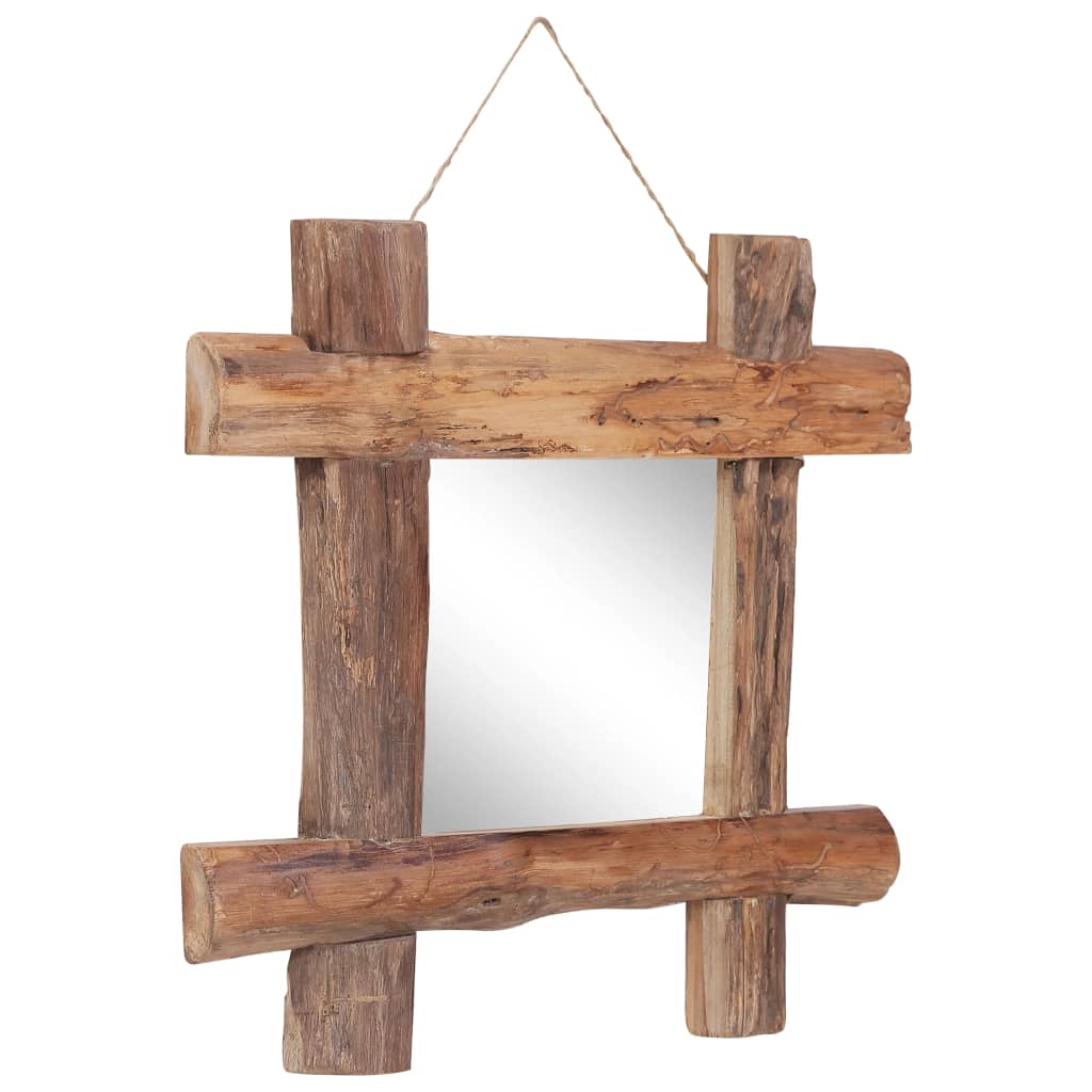 Log Mirror Natural 50x50 cm Solid Reclaimed Wood - OLBRIT