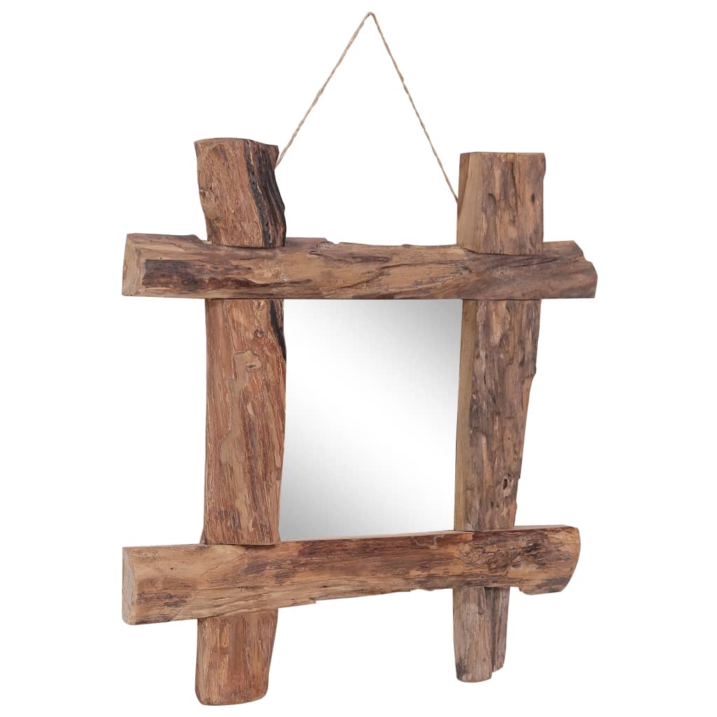 Log Mirror Natural 50x50 cm Solid Reclaimed Wood - OLBRIT