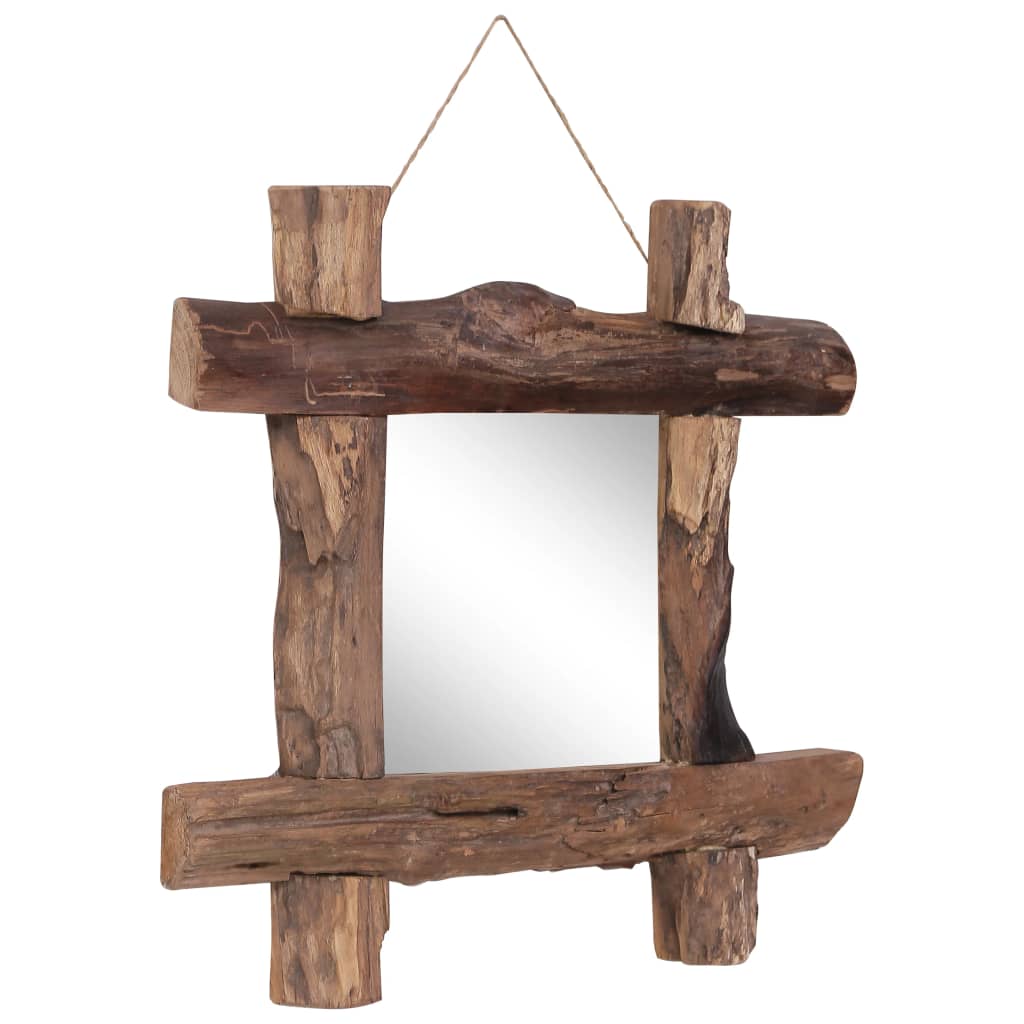 Log Mirror Natural 50x50 cm Solid Reclaimed Wood - OLBRIT