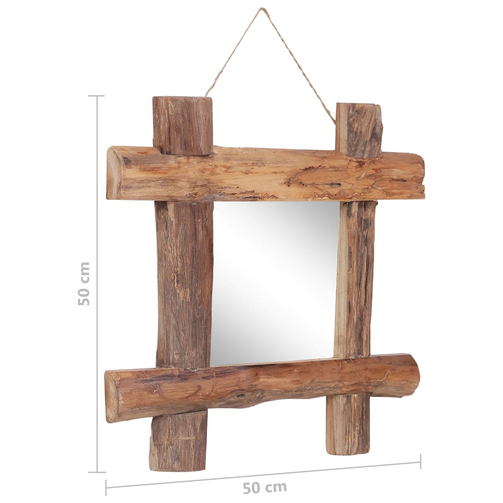 Log Mirror Natural 50x50 cm Solid Reclaimed Wood - OLBRIT