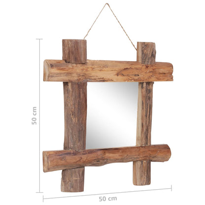 Log Mirror Natural 50x50 cm Solid Reclaimed Wood - OLBRIT