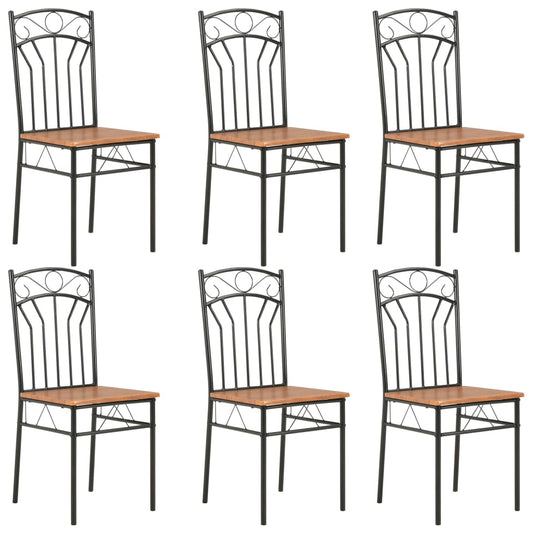 Dining Chairs 6 pcs Brown MDF - OLBRIT