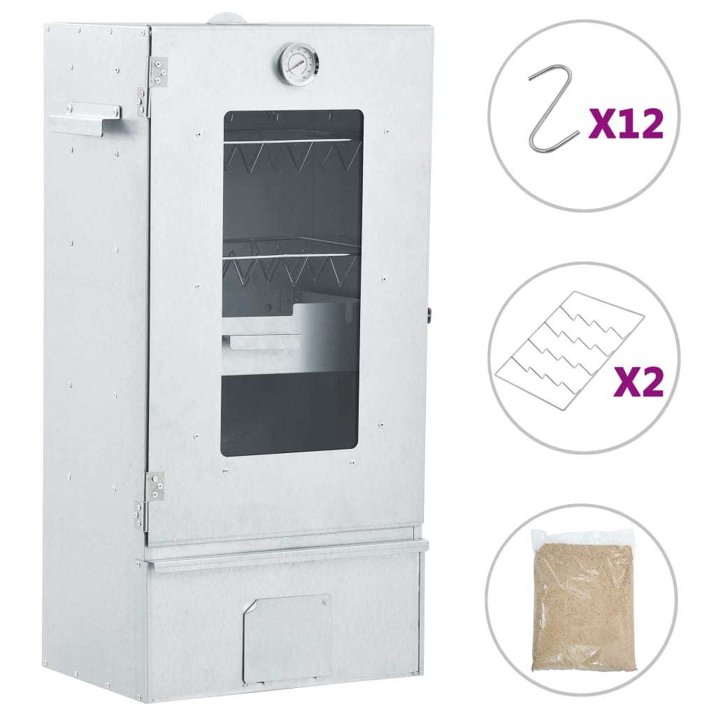 BBQ Oven Smoker with 1kg Wood Chips 44.5x29x83 cm - OLBRIT