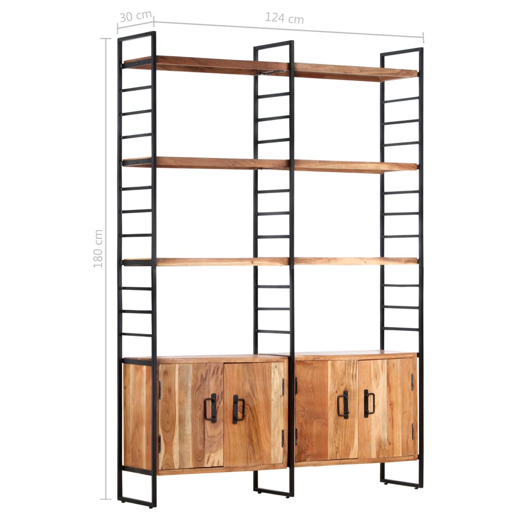 vidaXL 4-Tier Bookcase 124x30x180 cm Solid Acacia Wood - OLBRIT