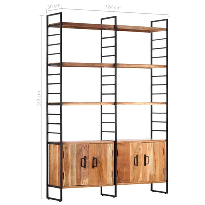 vidaXL 4-Tier Bookcase 124x30x180 cm Solid Acacia Wood - OLBRIT