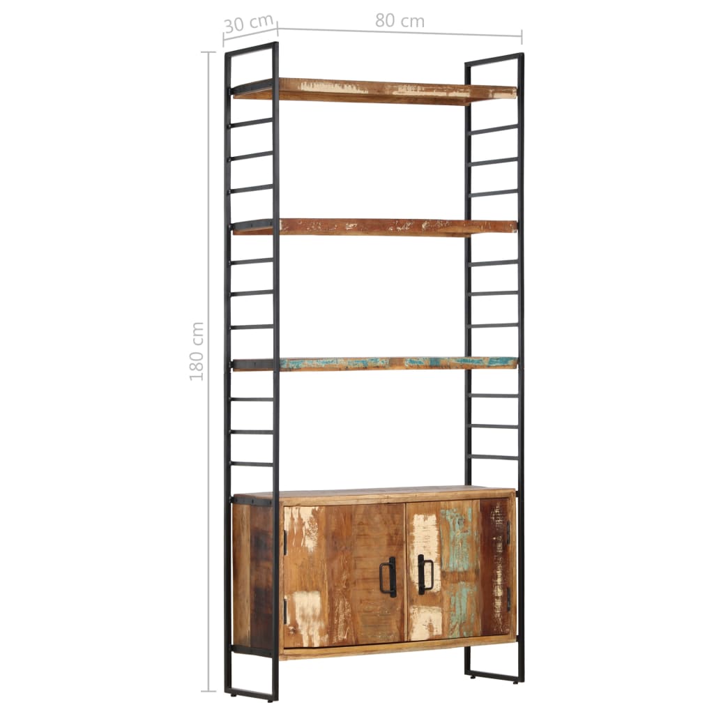 vidaXL 4-Tier Bookcase 80x30x180 cm Solid Reclaimed Wood - OLBRIT