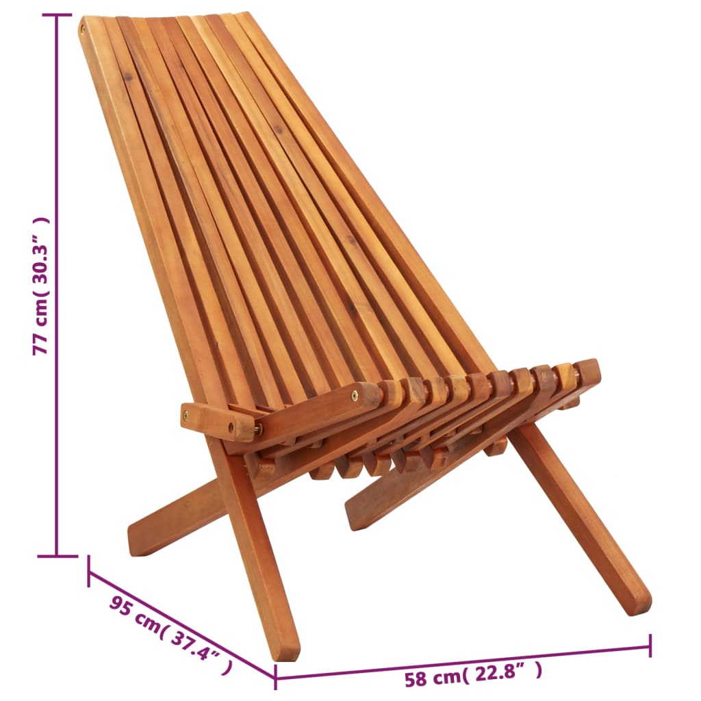 Folding Outdoor Lounge Chair Solid Acacia Wood - OLBRIT