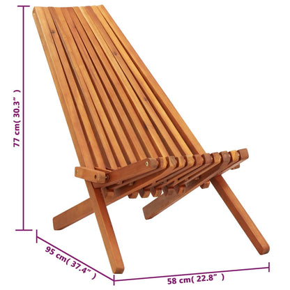 Folding Outdoor Lounge Chair Solid Acacia Wood - OLBRIT