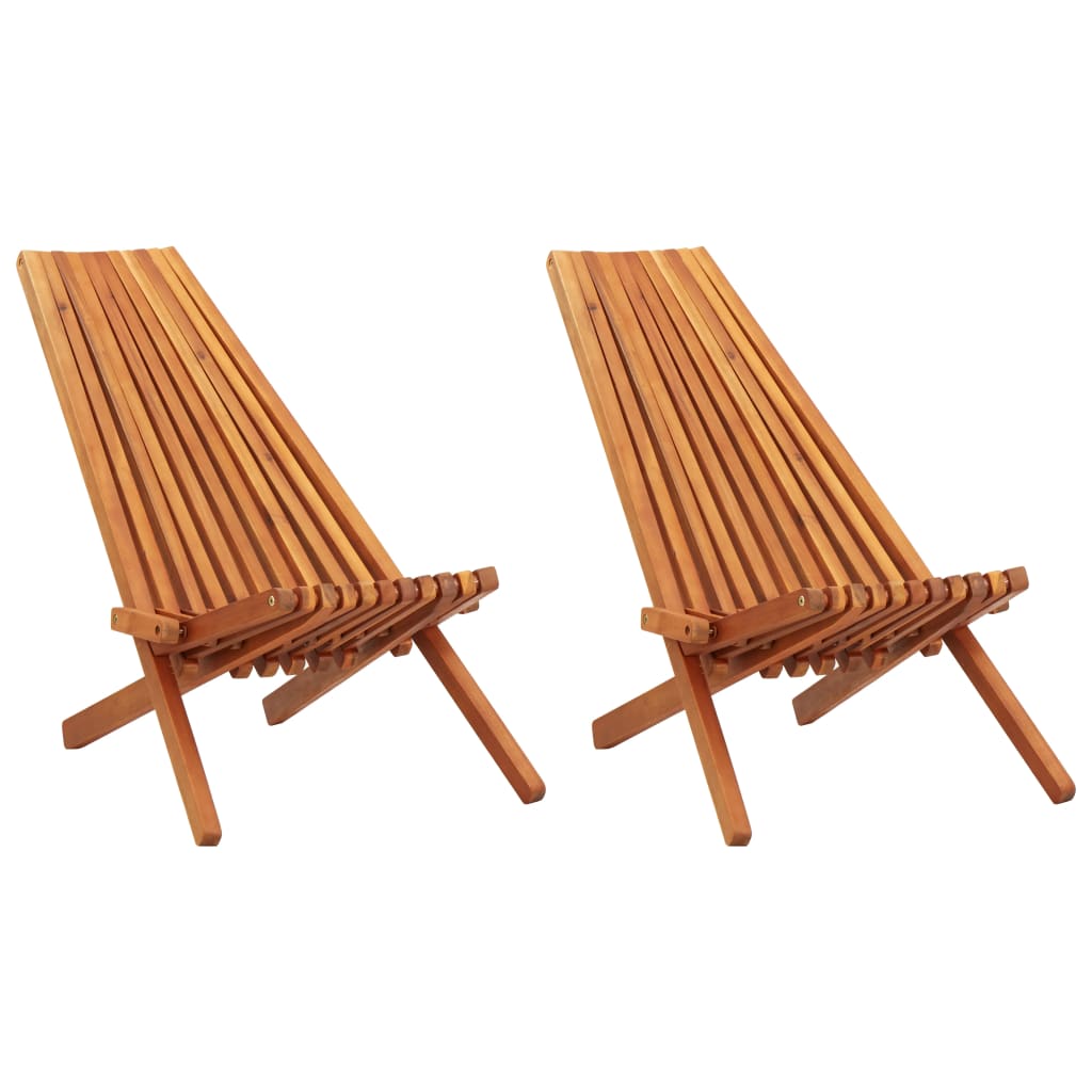 vidaXL Folding Outdoor Lounge Chairs 2 pcs Solid Acacia Wood - OLBRIT