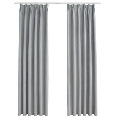 Blackout Curtains with Hooks 2 pcs Grey 140x175 cm - OLBRIT