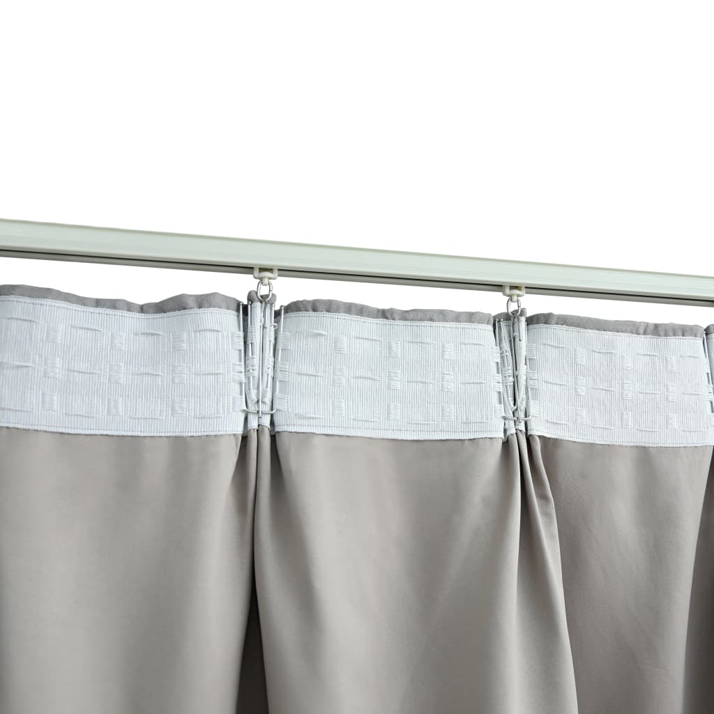 Blackout Curtains with Hooks 2 pcs Grey 140x175 cm - OLBRIT