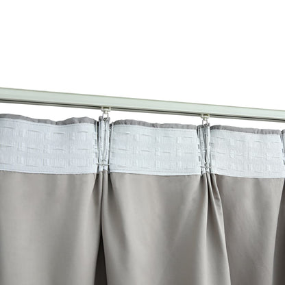 Blackout Curtains with Hooks 2 pcs Grey 140x175 cm - OLBRIT