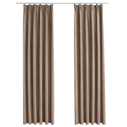 Blackout Curtains with Hooks 2 pcs Taupe 140x175 cm - OLBRIT