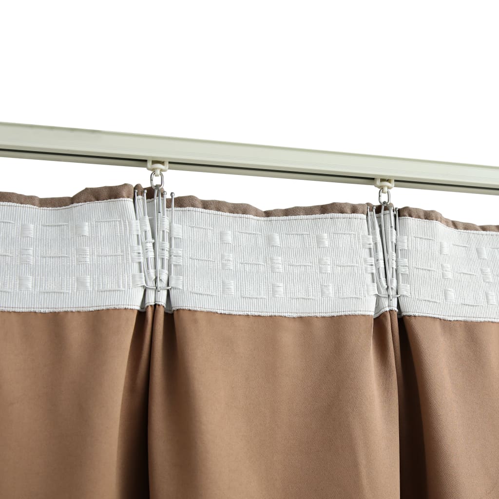 Blackout Curtains with Hooks 2 pcs Taupe 140x175 cm - OLBRIT