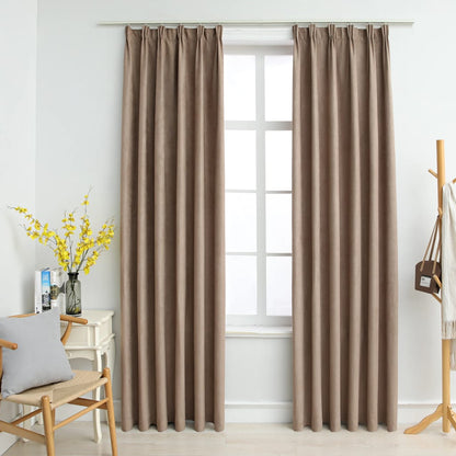 Blackout Curtains with Hooks 2 pcs Taupe 140x175 cm - OLBRIT