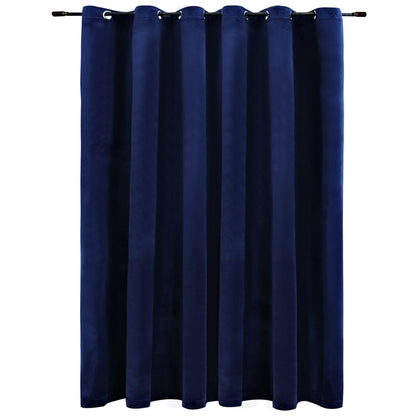 Blackout Curtain with Metal Rings Velvet Dark Blue 290x245 cm - OLBRIT