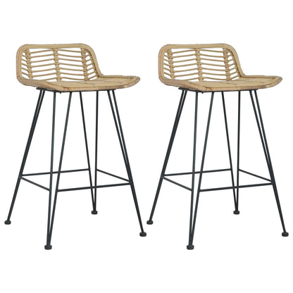 Bar Chairs 2 pcs Natural Rattan - OLBRIT