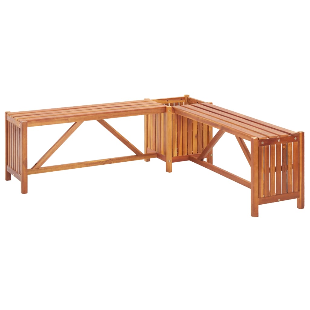 Garden Corner Bench with Planter 117x117x40cm Solid Acacia Wood - OLBRIT