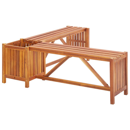 Garden Corner Bench with Planter 117x117x40cm Solid Acacia Wood - OLBRIT