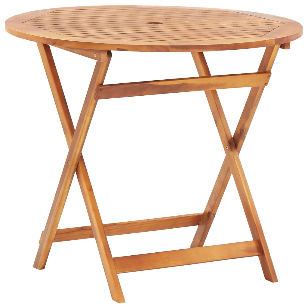 Folding Garden Table 90x75 cm Solid Acacia Wood - OLBRIT