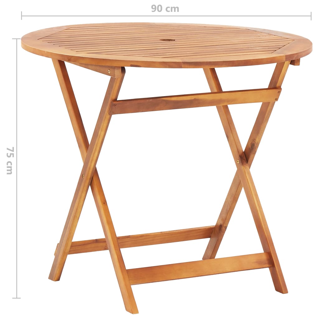 Folding Garden Table 90x75 cm Solid Acacia Wood - OLBRIT