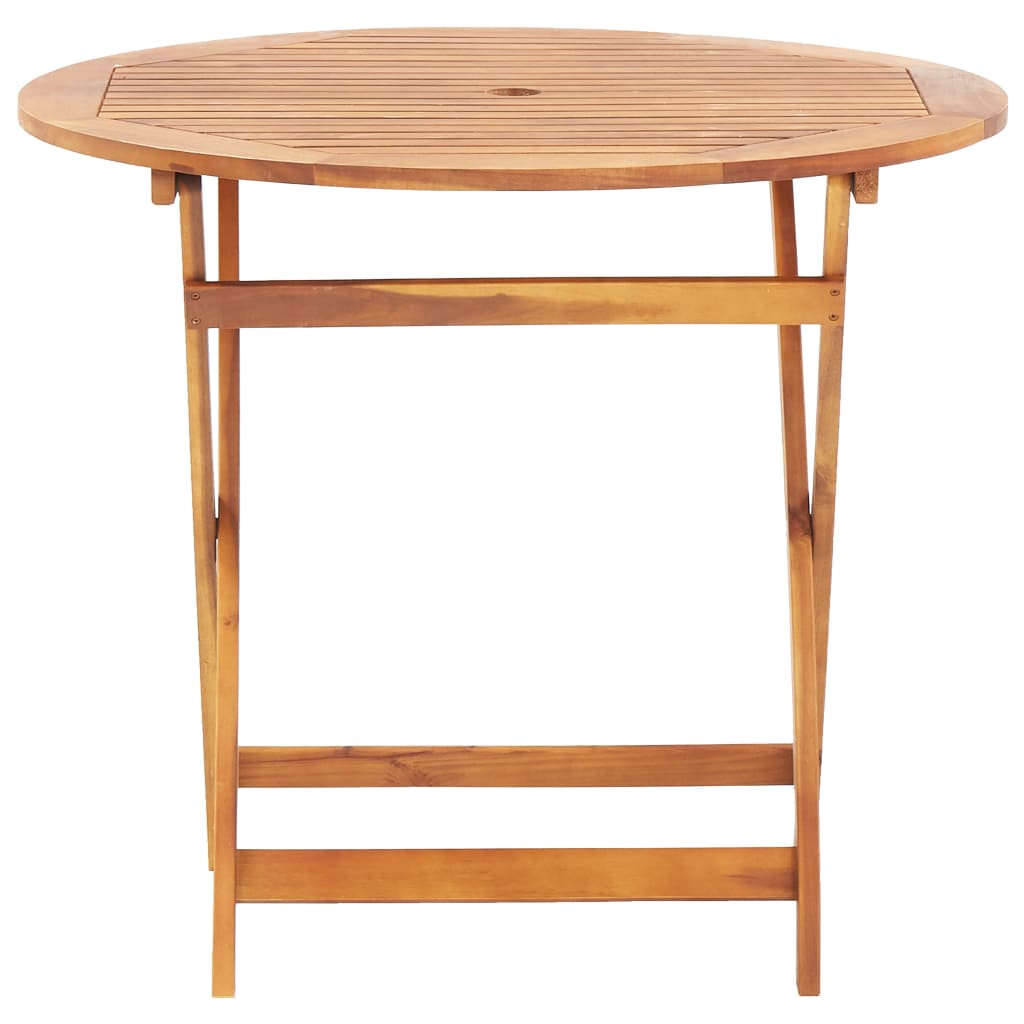 Folding Garden Table 90x75 cm Solid Acacia Wood - OLBRIT