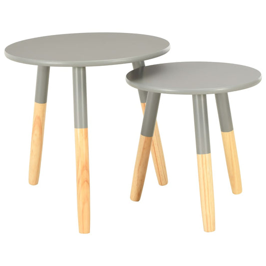 Side Tables 2 pcs Grey Solid Pinewood - OLBRIT