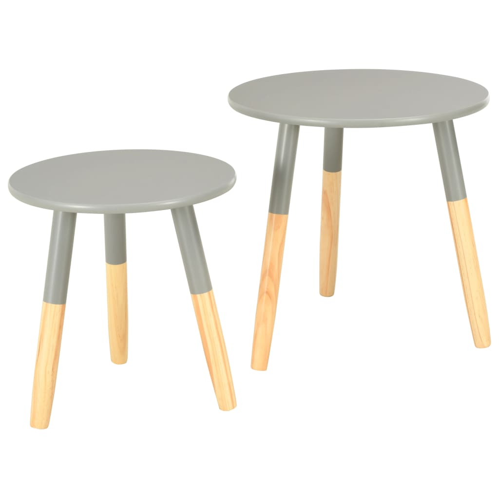 Side Tables 2 pcs Grey Solid Pinewood - OLBRIT