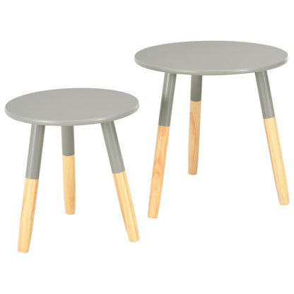 Side Tables 2 pcs Grey Solid Pinewood - OLBRIT