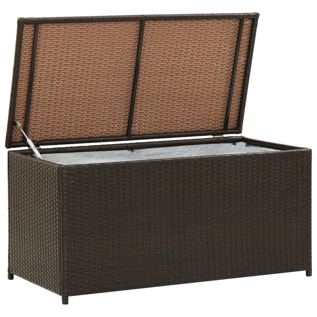 Garden Storage Box Poly Rattan 100x50x50 cm Brown - OLBRIT