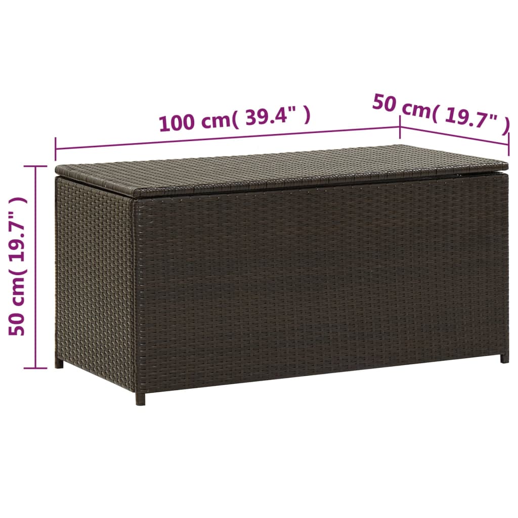Garden Storage Box Poly Rattan 100x50x50 cm Brown - OLBRIT