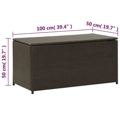 Garden Storage Box Poly Rattan 100x50x50 cm Brown - OLBRIT