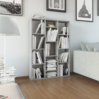 Room Divider/Book Cabinet Concrete Grey 100x24x140 cm Engineered Wood - OLBRIT