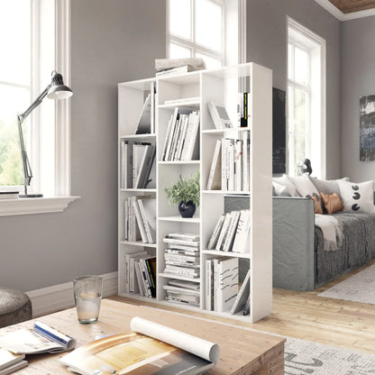 Room Divider/Book Cabinet High Gloss White 100x24x140 cm Engineered Wood - OLBRIT