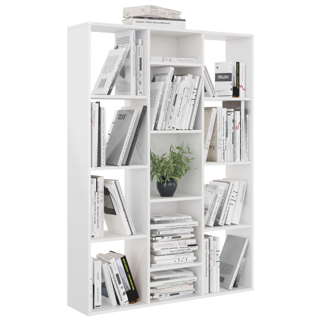 Room Divider/Book Cabinet High Gloss White 100x24x140 cm Engineered Wood - OLBRIT