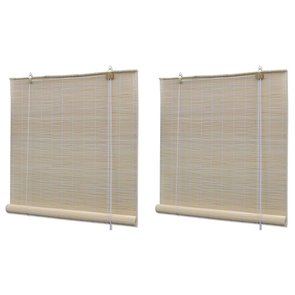 Bamboo Roller Blinds 2 pcs 120x160 cm Natural - OLBRIT