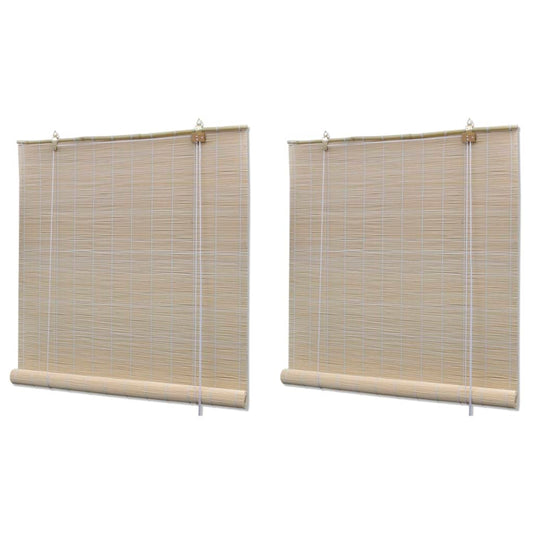 Bamboo Roller Blinds 2 pcs 120x160 cm Natural - OLBRIT