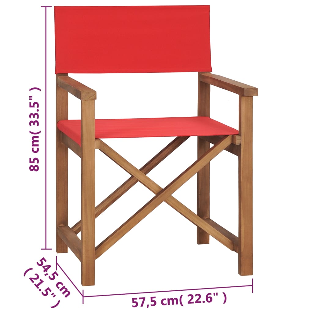 Director's Chair Solid Teak Wood Red - OLBRIT