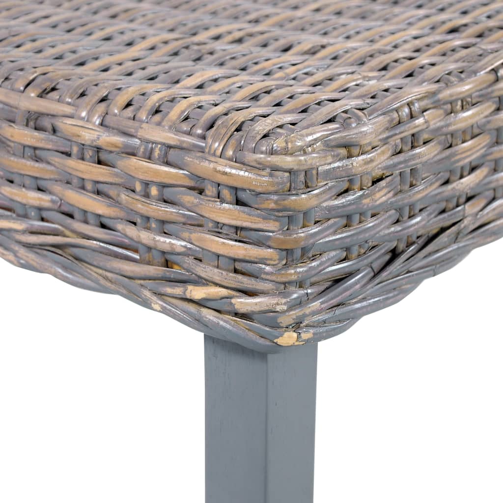 Bench 110 cm Grey Natural Kubu Rattan and Solid Mango Wood - OLBRIT