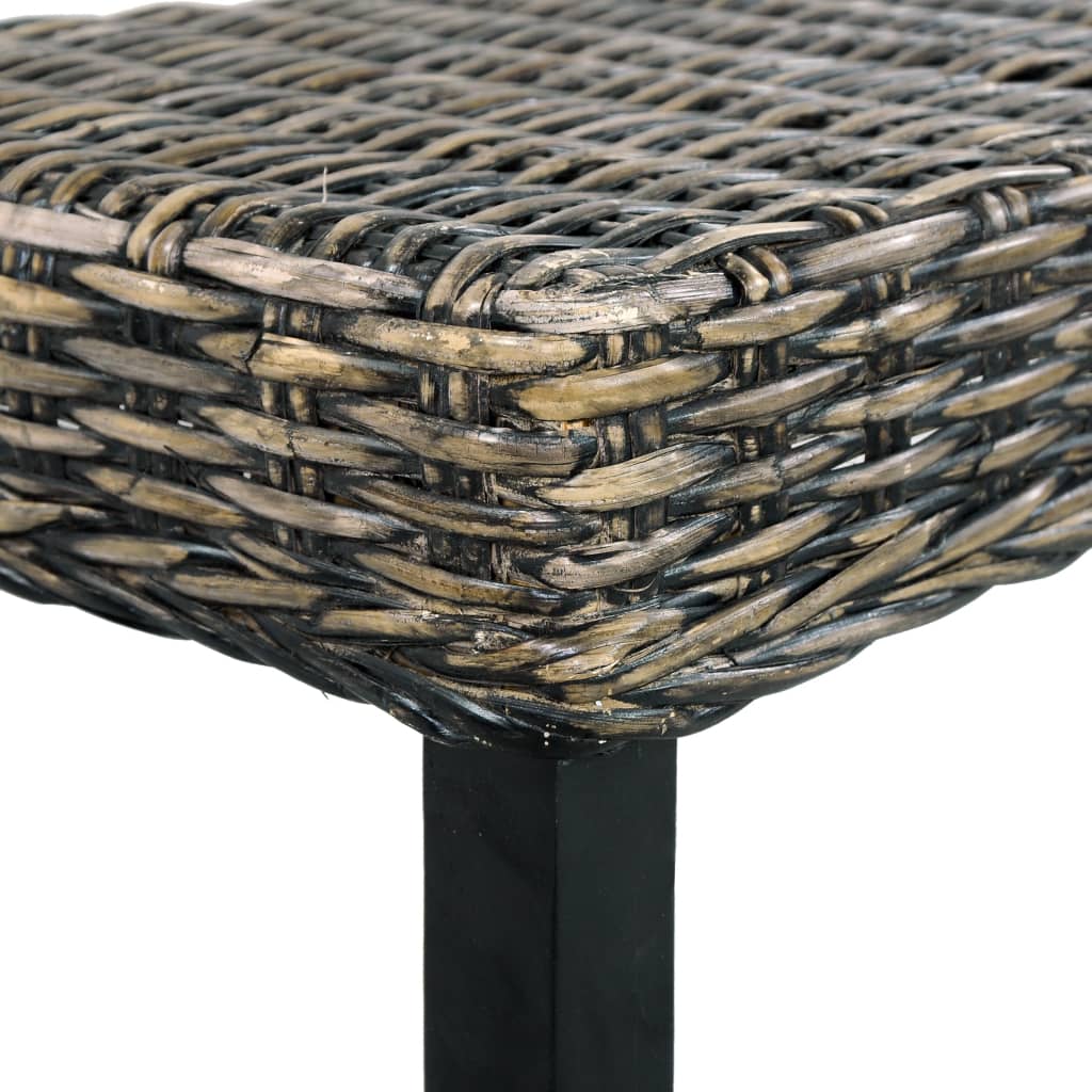 Bench 110 cm Black Natural Kubu Rattan and Solid Mango Wood - OLBRIT