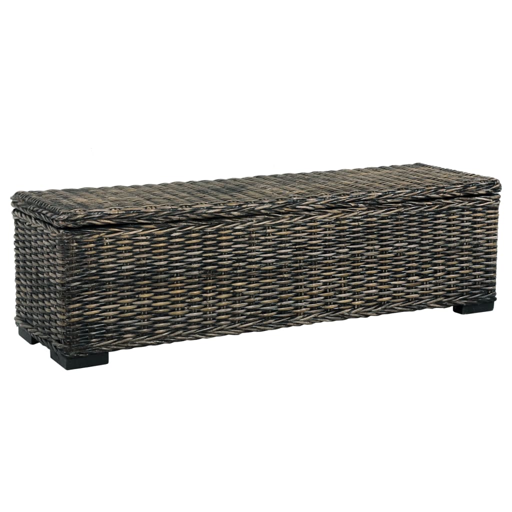 Storage Box 120 cm Black Kubu Rattan and Solid Mango Wood - OLBRIT